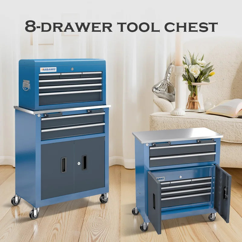 8-Drawer Rolling Tool Chest with Wheels and Door,Stainless Steel Countertop,Sliding Drawer,Large Workbench Forming Tool Chest fo from PriceLows™