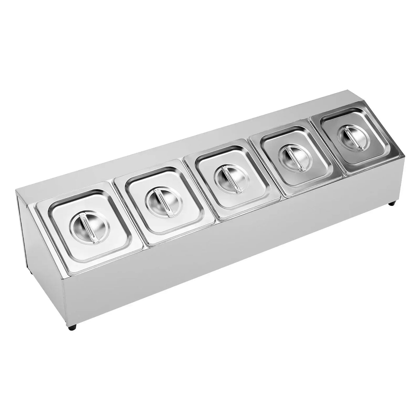 Spice Rack Shelf Stainless Steel One Row with 5 Containers, Countertop Inclined Holder for Seasoning Sauce Jam Fruits Ingredient from PriceLows™