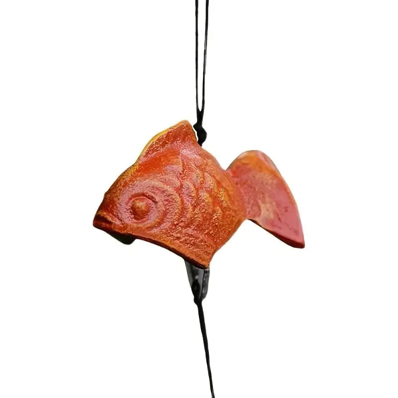 Cast Iron Japanese Koi Fish Wind Chime Small Outdoor Feng Shui Temple Bell Garden Lawn Patio Decor Battery-Free No Power Needed from PriceLows™