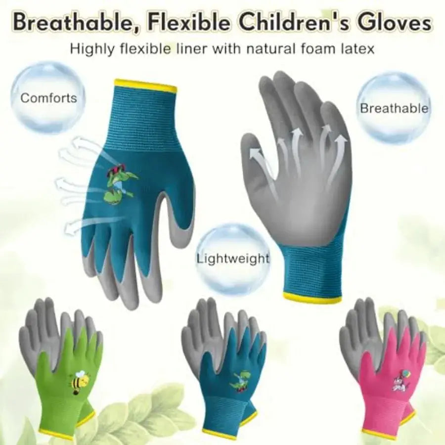 gardening gloves for outdoor yard work, soft rubber-coated grip, durable fabric, vibrant colors, breathable and snug fit from PriceLows™