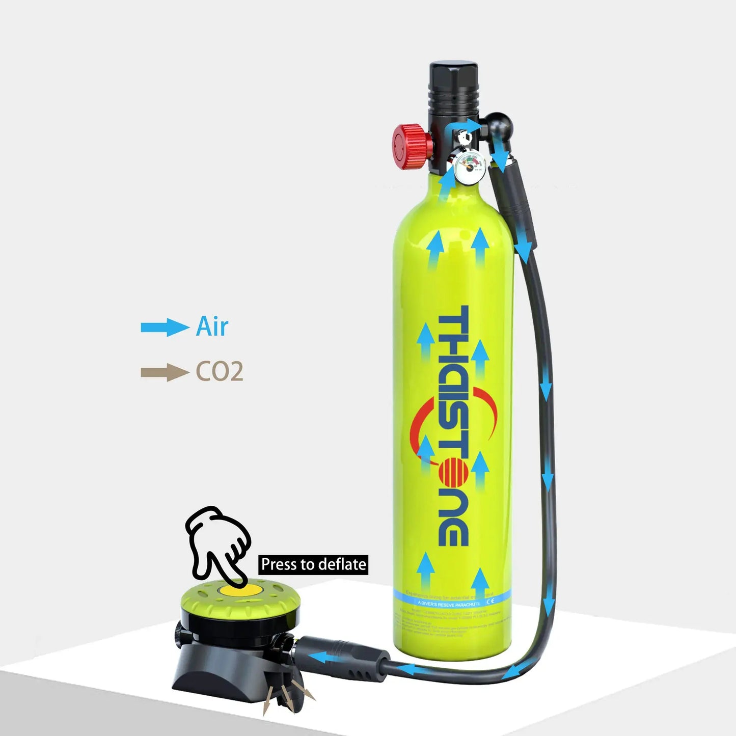 THAISTONE Colorful 1L Scuba Oxygen Tank Set with Full Face Mask, Backup Air Cylinder & Emergency Rescue Pony Bottle，15-25 Min from PriceLows™