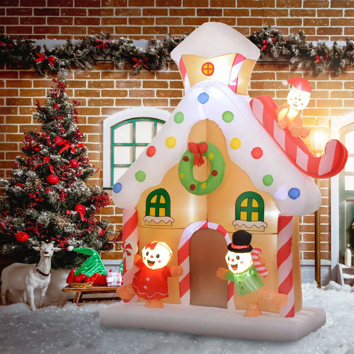 Inflatable Gingerbread House | 7 Ft | Led Lighting | Indoor Yard