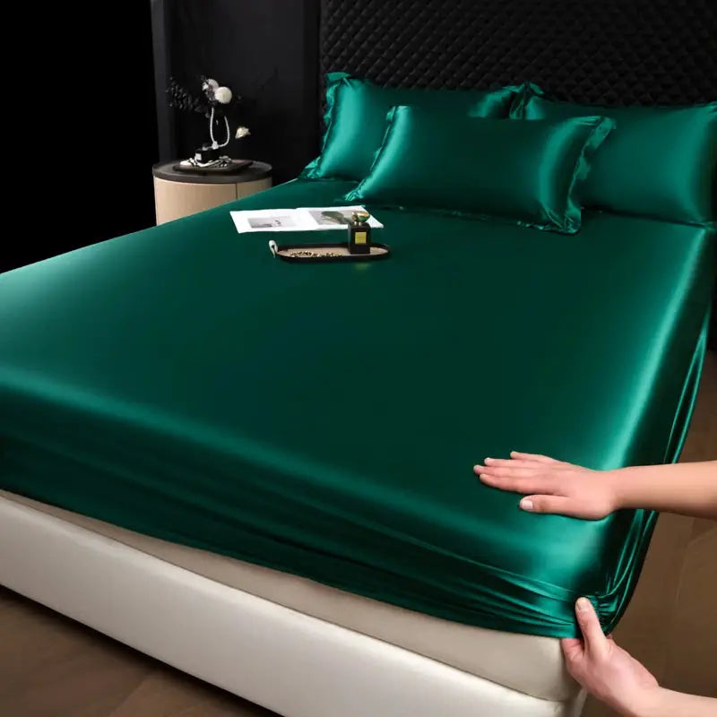 Solid Color Fashion Satin Fitted Sheet Rayon Mattress Cover with Elastic Band Bed Sheet for Bedding 140x200 160x200 from PriceLows™
