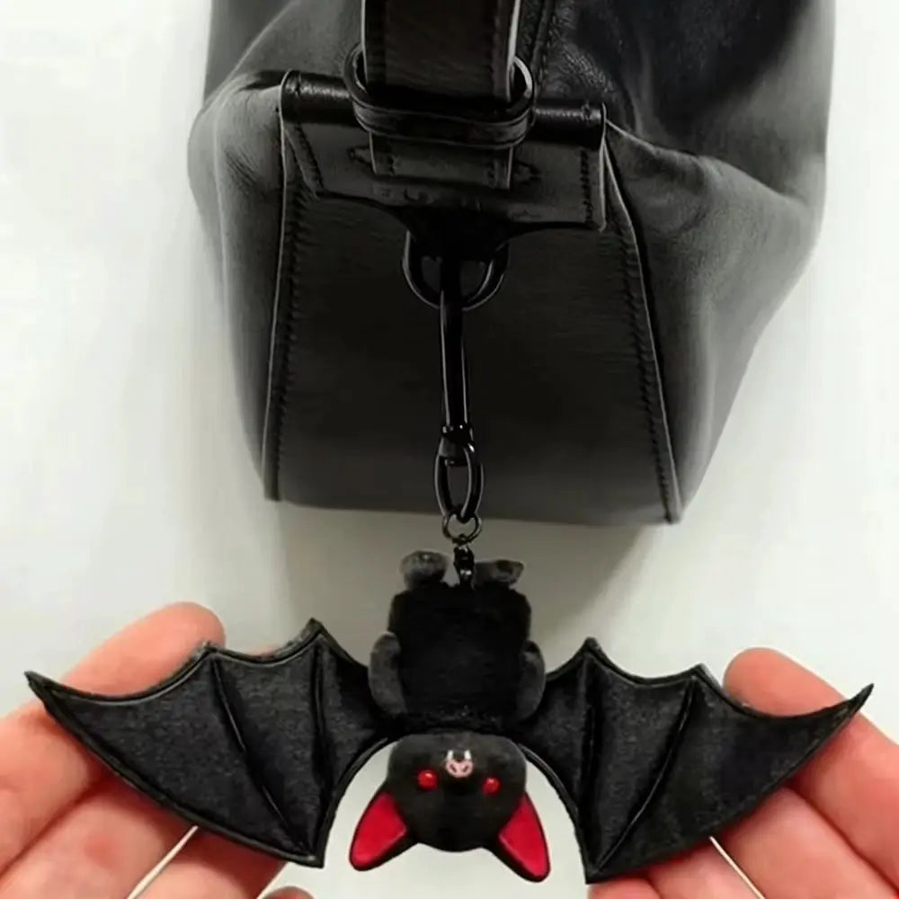 Plush Bat Keychain | Gothic Black Design | Halloween Bag Charm | Unisex