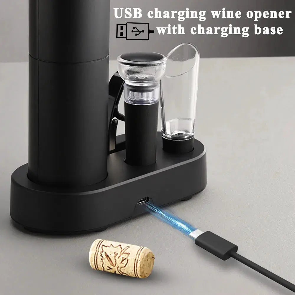 Electric Wine Bottle Opener Automatic Red Wine Corkscrew Rechargeable Wine Opener with Charging Base Tools Kitchen Accessories from PriceLows™