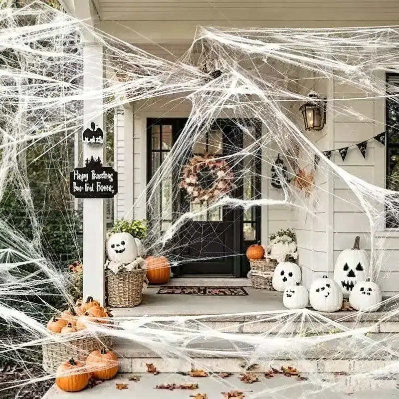 Artificial Spider Web | Stretchy Polyester | Includes Spider | Party Decor