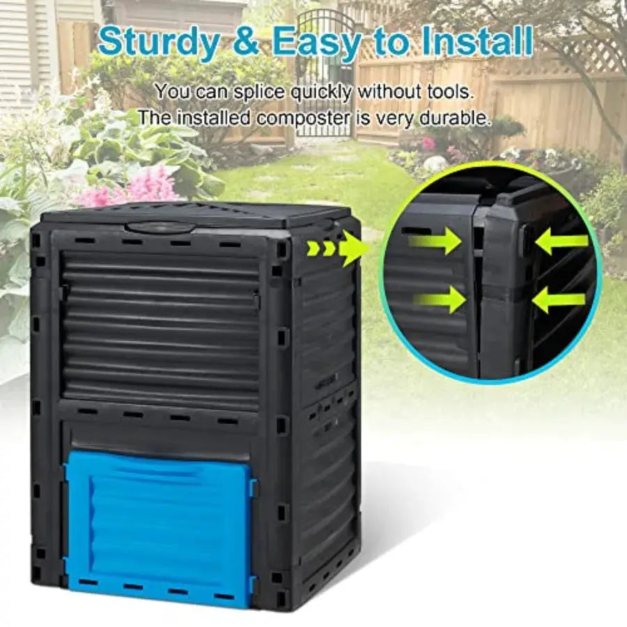 Garden Compost Bin 80 Gallon 300L Large, Outdoor Composter from PP Material, Composting Box Easy Assembly Many Vents, Fast Crea from PriceLows™
