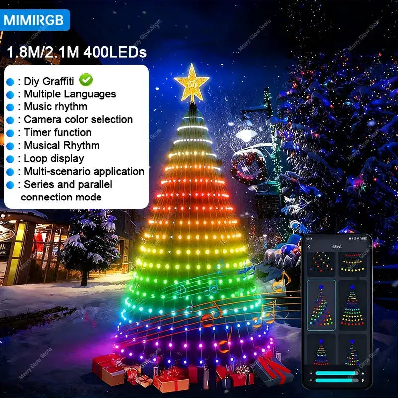 Smart Christmas Tree Lights 400LEDs Outdoor Holiday Decoration Remote & App Control RGB DIY Lmage Light String Christmas Decor from PriceLows™