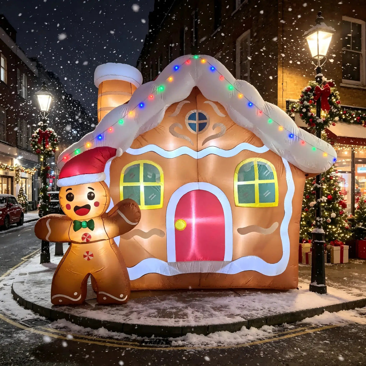 Inflatable Gingerbread House | 11.2 Ft | LED Lights | Holiday Garden Decor
