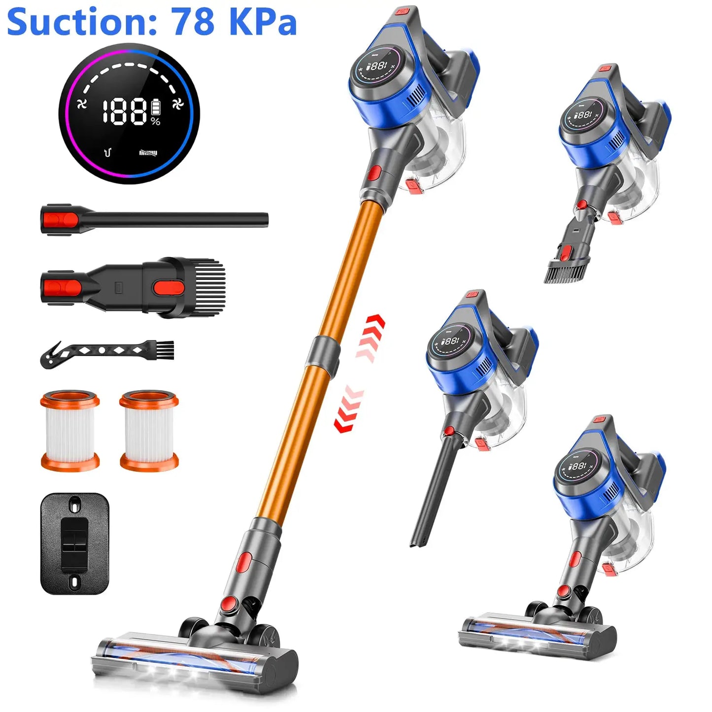 Cordless Vacuum | Wet Dry Handheld | LED High Power Suction | Li Ion