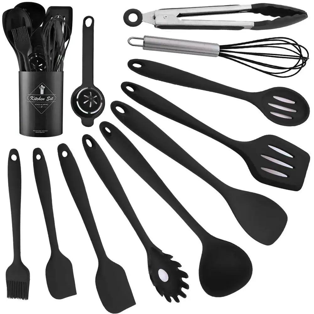 12Pcs Pink Silicone Cooking Utensils Set Non-Stick Pan Baking Tools Kitchenware Spatula Spoon Food Tongs Kitchen Kit with Box from PriceLows™