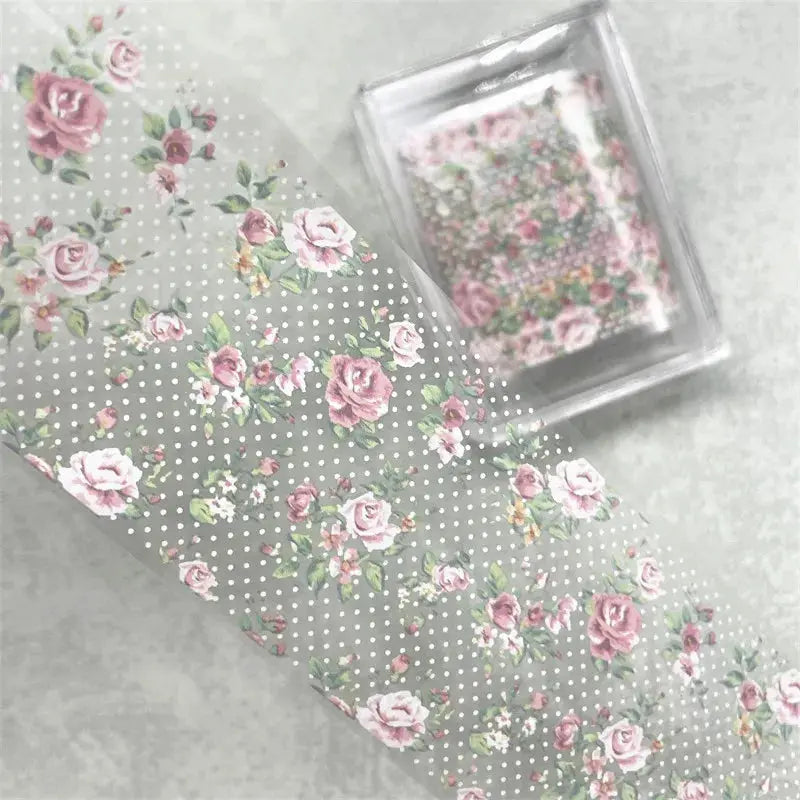 1Pc 100cm Flower Nail Foils for Transfer Paper Floral Stickers Rose Nails Wraps Tulip Nail Art Decorations from PriceLows™
