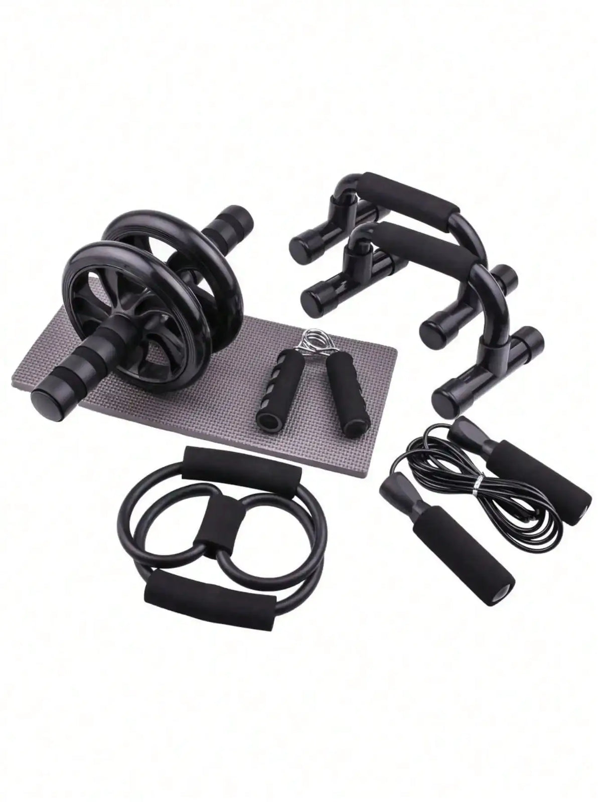 Home Workout Set | 7 Piece With Ab Roller | Push Up Bars