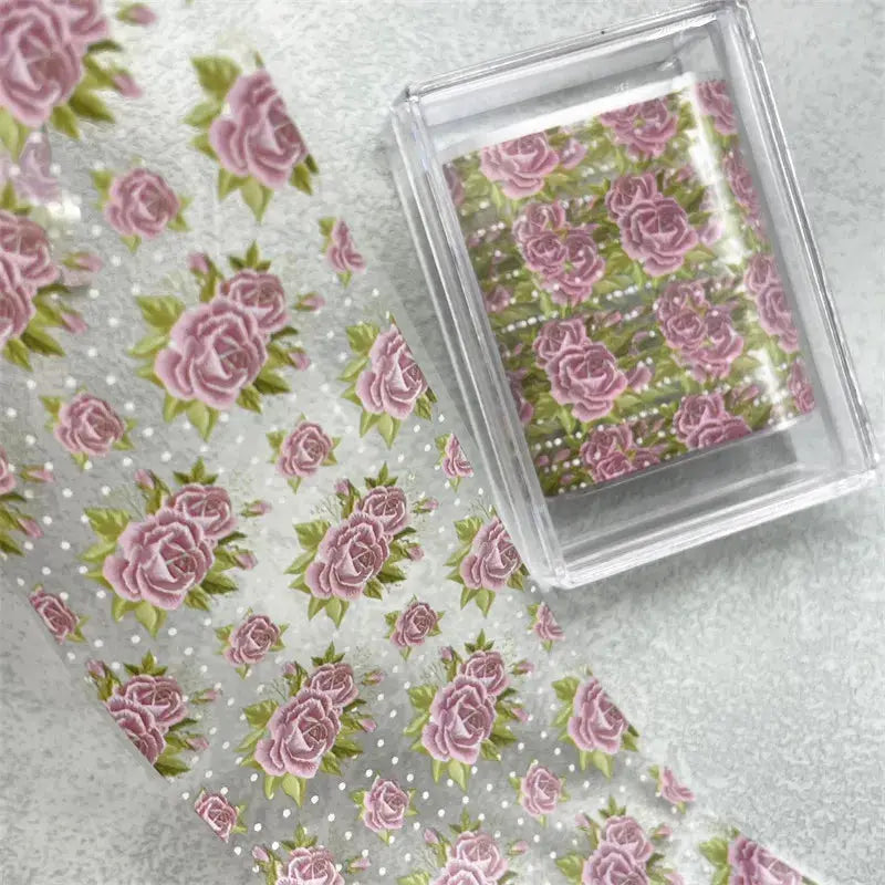 1Pc 100cm Flower Nail Foils for Transfer Paper Floral Stickers Rose Nails Wraps Tulip Nail Art Decorations from PriceLows™