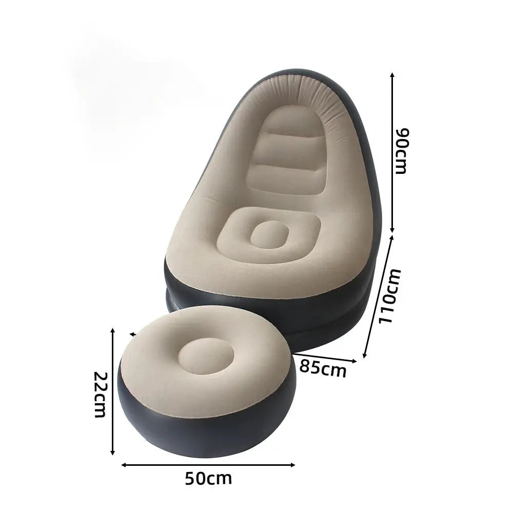 Inflatable Flocking Lazy Sofa Set | Portable Foldable | With Stool | Outdoor