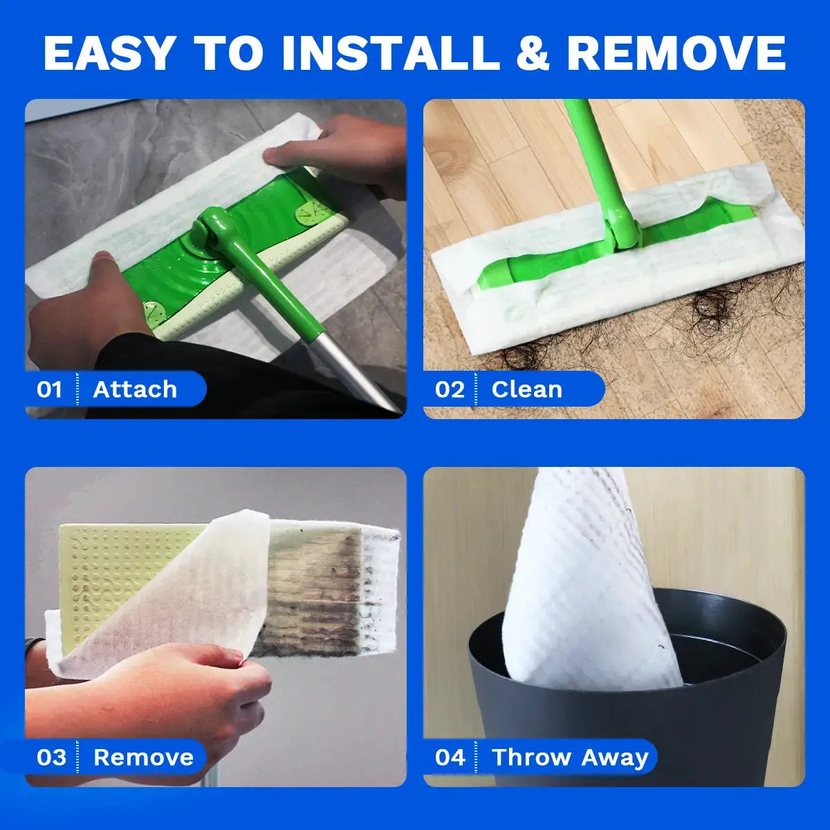 JINYUDOME 8.8x12inch Disposable Electrostatic Dust Mop Pads High-Efficiency Swiffer Compatible Wet/Dry Mop Floor Cleaning Cloth from PriceLows™