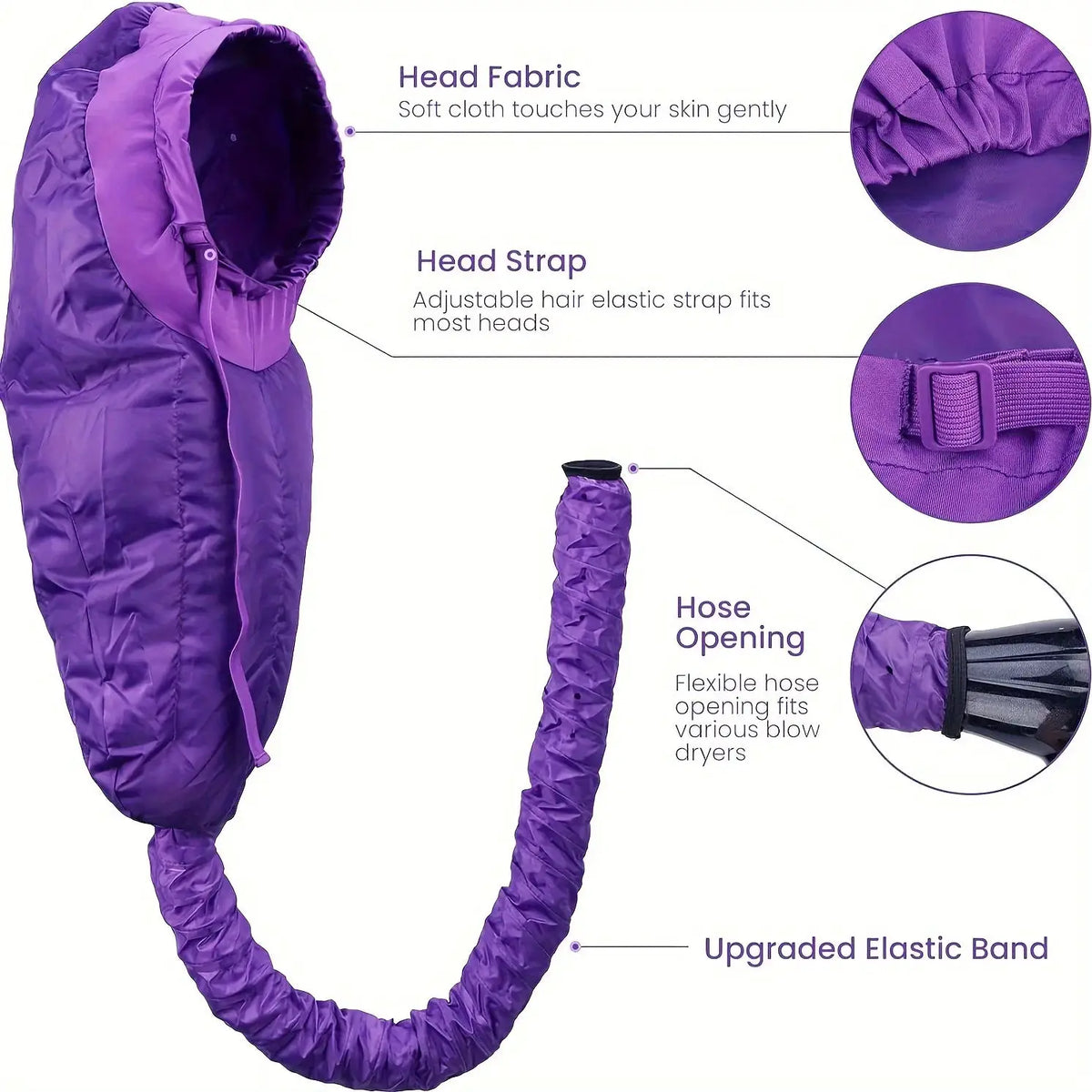 Hair Dryer Bonnet | Adjustable Straps | Deep Conditioning Cap | One Size