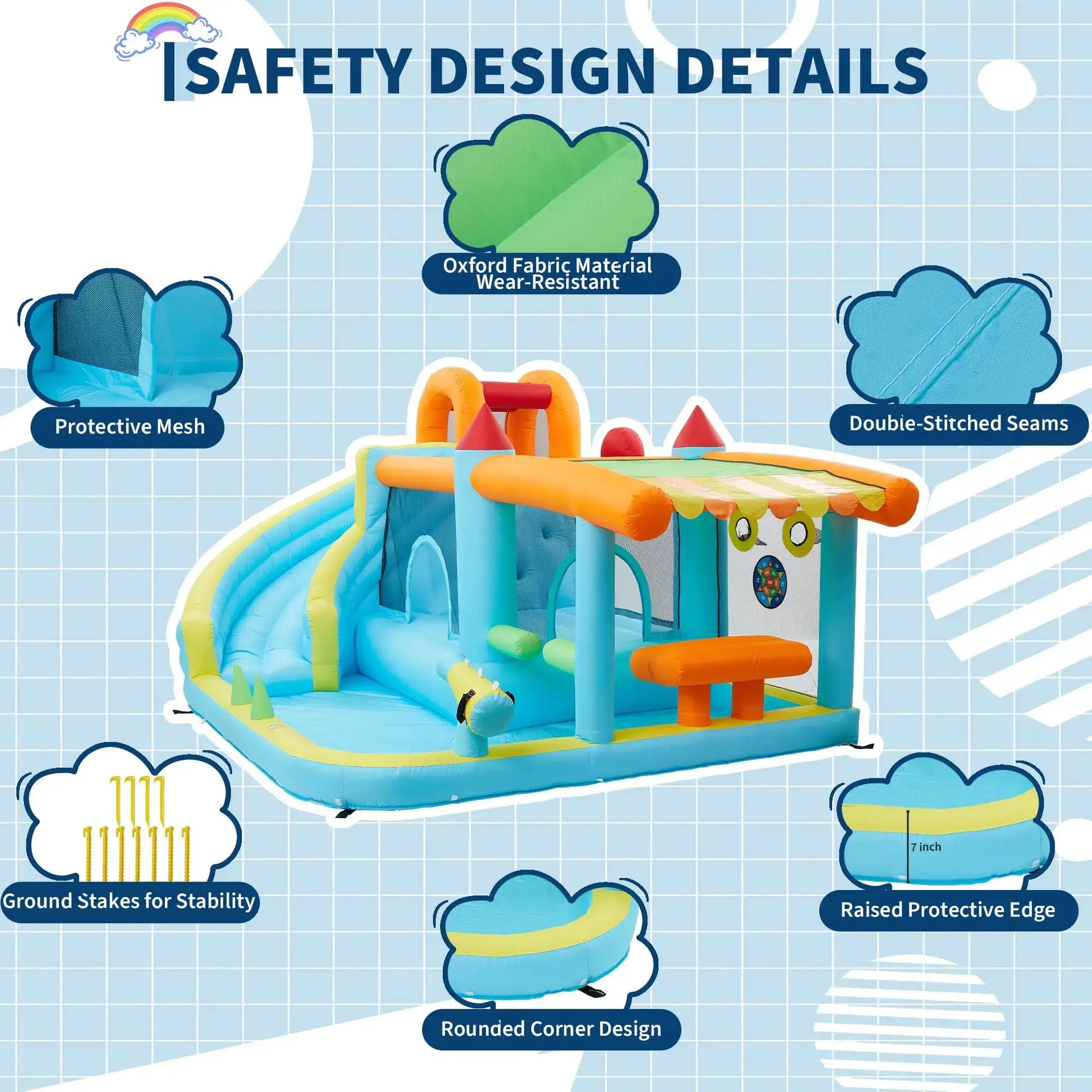 14FT Kids Bounce House With Slide & 450W Blower, 12-in-1 Inflatable Water Bouncer For Backyard Indoor Outdoor Party Castle Play from PriceLows™