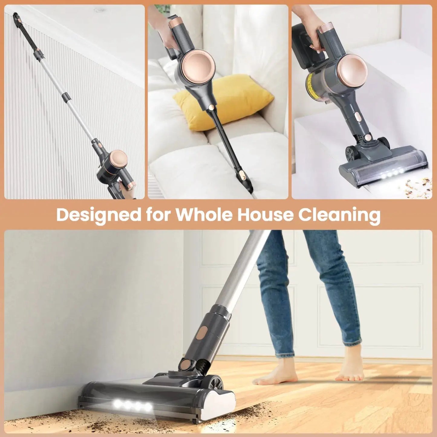 Stick Vacuum | 25KPa Suction | Two Mode Cordless | Lightweight For Pet Hair