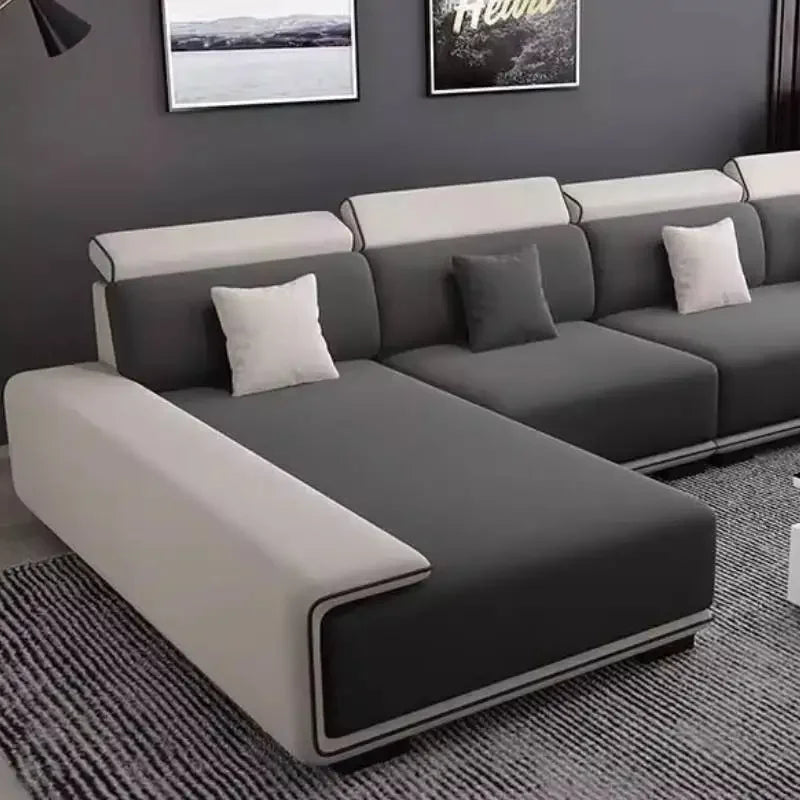 Sectional Sofa | Oversized Cushions | Gray | Curved