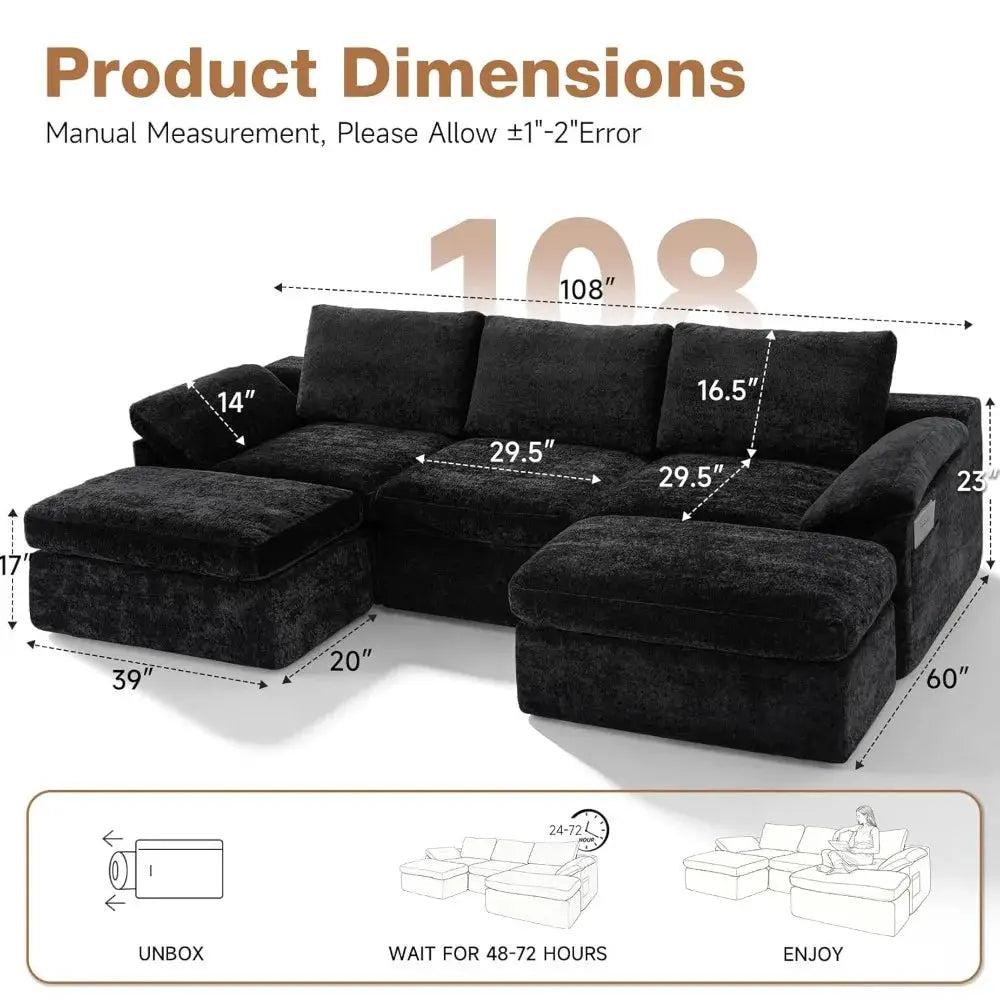 Modular Sectional Sofa | U-Shape Design | Deep Seat Comfort | 5-Seater from PriceLows™