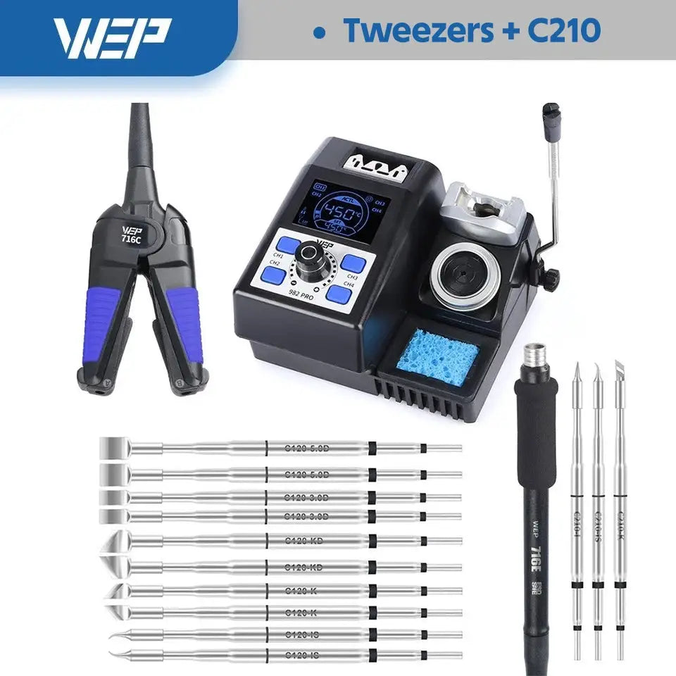 WEP Hot Tweezers Soldering Iron Station 982 PRO Precision Desoldering Station For Micro-components Repair DIY SMD Welding 982DSE from PriceLows™