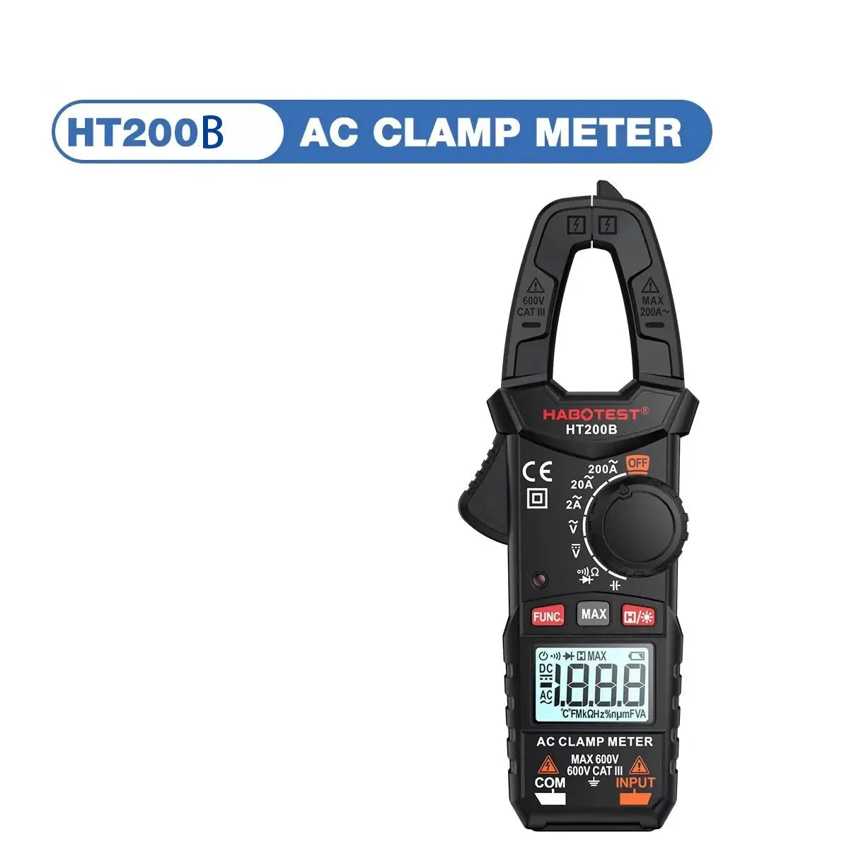 HABOTEST HT200A HT200B Clamp Meter Digital Multimeter, AC Current Ammeter Voltage Tester, 2000 Counts for Electricians Home Use from PriceLows™