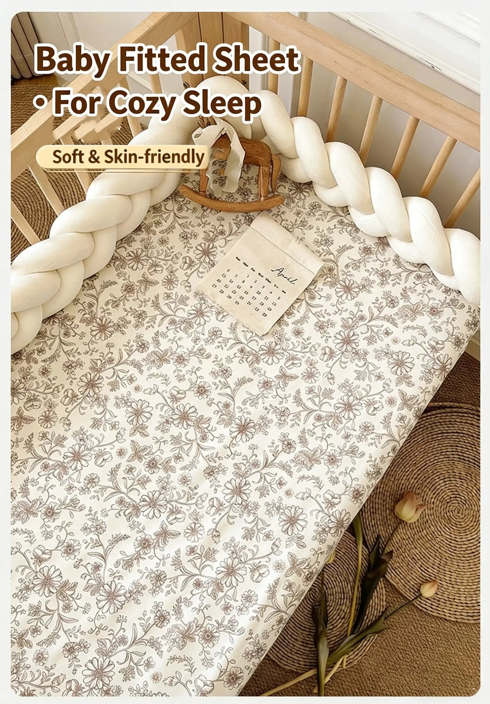 Toddler Crib Fitted Sheet, Skin-Friendly Mattress Protector Cover Ultra Soft Stretch Breathable Crib Mattress Sheet from PriceLows™