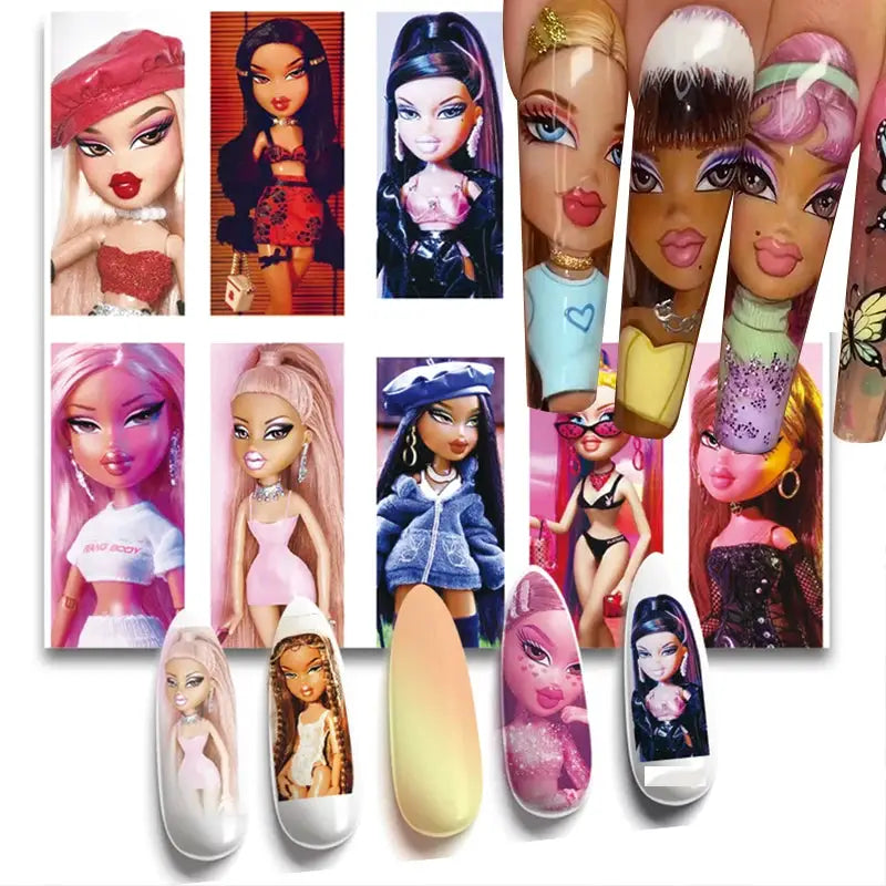 1Pc 3D Doll Design Nail Stickers Self Adhesive Transfer Sliders Decals Manicure Tip Wraps Foil Nails DIY Decoration from PriceLows™