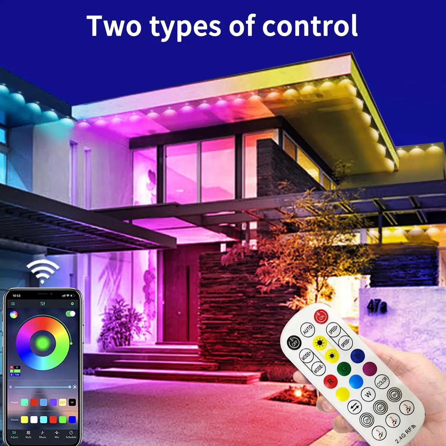 Permanent Outdoor String Lights 60M 120LEDs Smart RGBIC LED Lights IP67 Waterproof Full House Eaves Lights Halloween Decor Alexa from PriceLows™