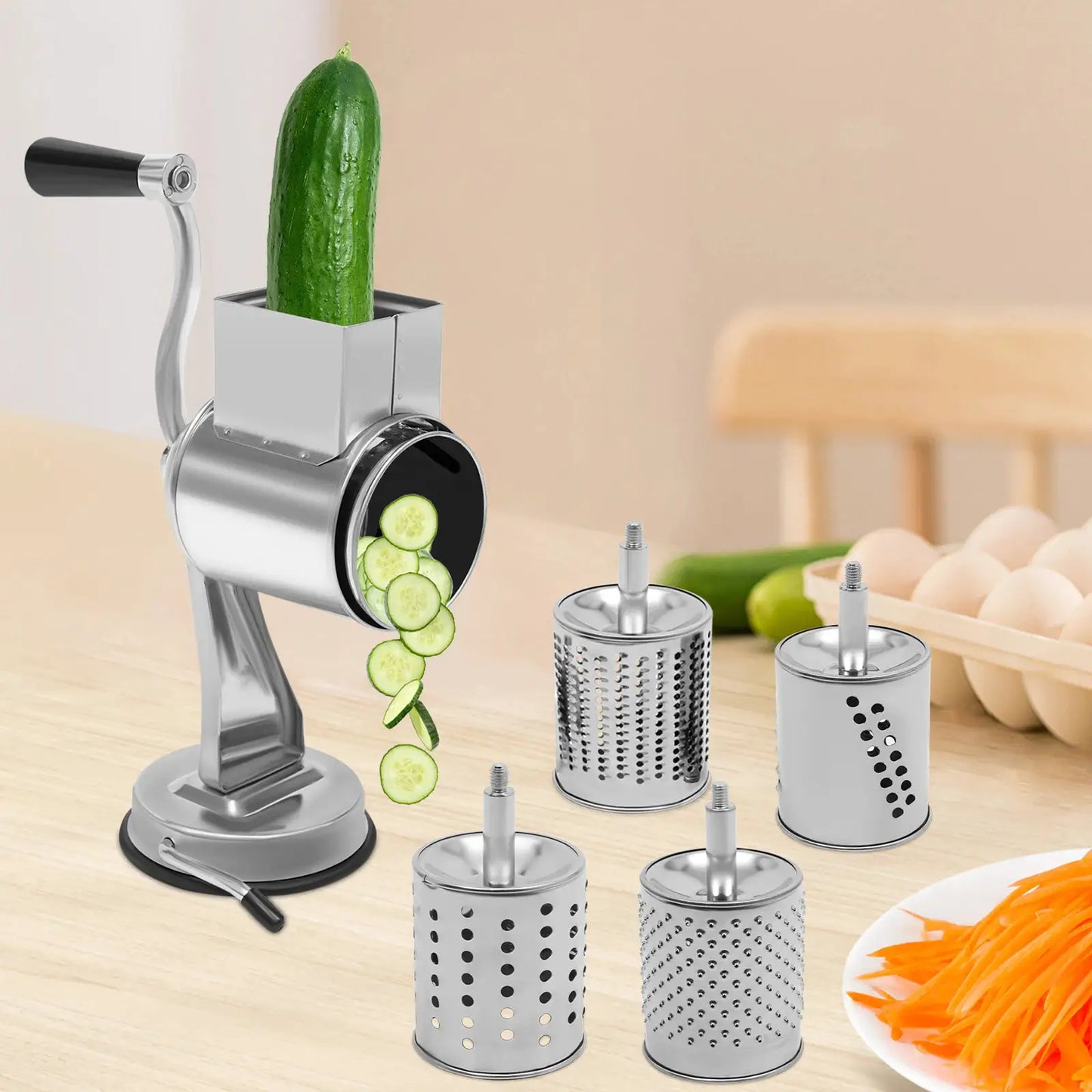 Rotary Grater W/5 Blades Stainless Steel Manual Grinder Vegetable Slicer Peanut Nuts Grinder Cheese Vegetable Shredder from PriceLows™