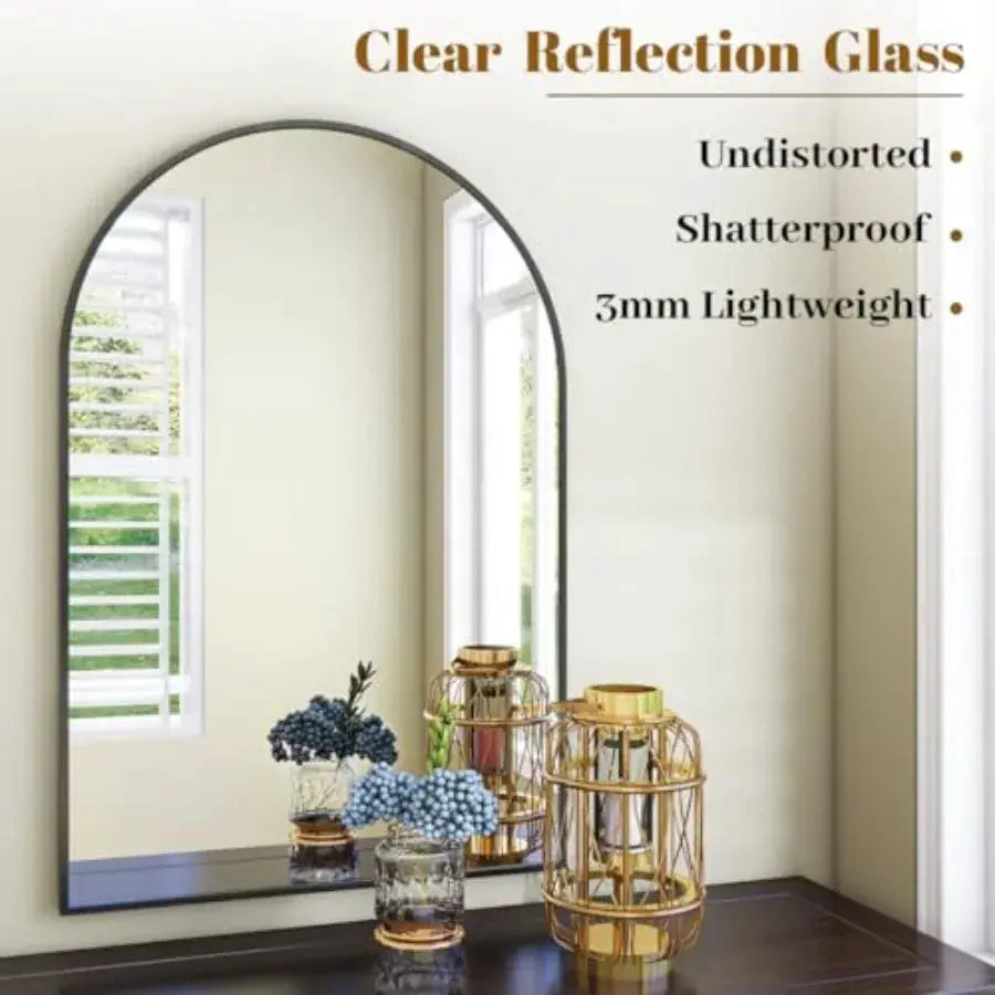 Arched Wall Mirror 24 x 36 inch Arch Bathroom Mirror Wall Mounted Vanity Mirror with Arch Metal Frame Modern Bathroom Vanity Mi from PriceLows™