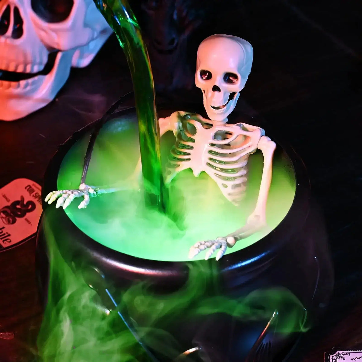 Halloween Cauldron Decor | LED Glow | Fog Mist | Plastic Construction