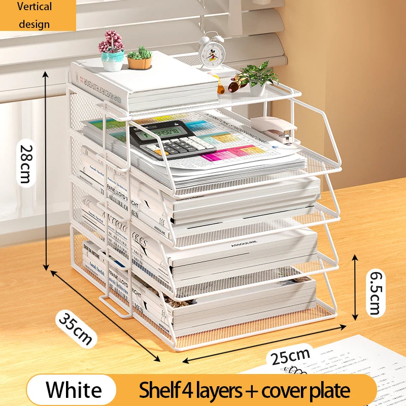 Desk Organizer | 4 Tier Stackable | Metal | Black Finish