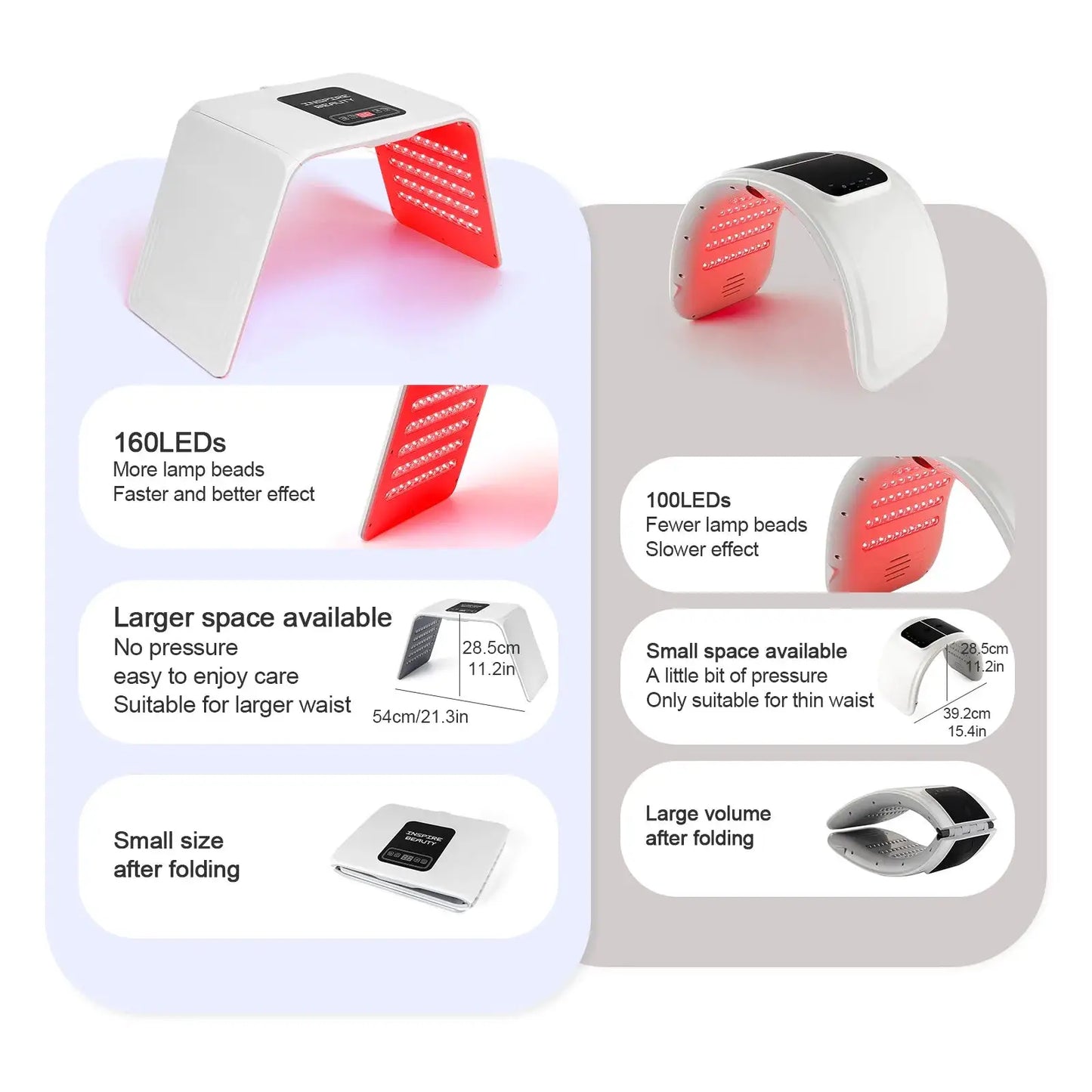 160 LEDs Foldable 7 Colors LED Photon Machine Home Use Beauty Salon LED Facial Body SPA Mask PDT Machine Face LED Mask Skin Care from PriceLows™