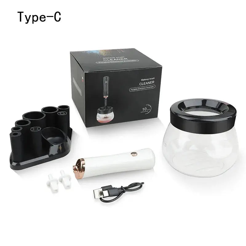 Electric Makeup Brush Cleaner | Automatic Rotary Design | 8 Size Collars