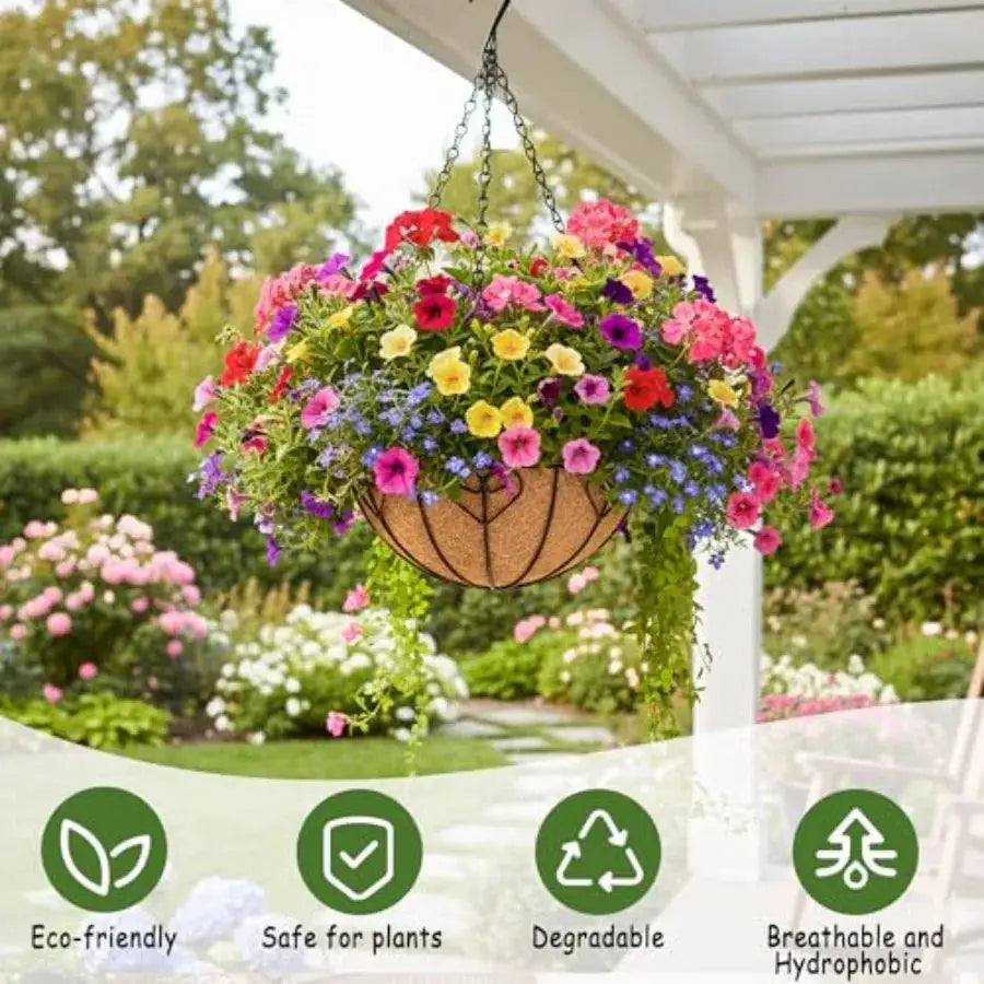 4pcs 16 inch Metal Hanging Baskets Round Wire Plant Stand with Coco Lining Cushion Decorative Planter Hanger Garden Indoor Outd from PriceLows™