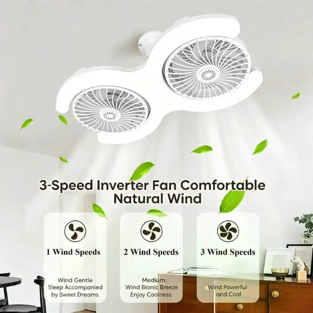 Ceiling Fan With Lights | Double Head | Remote Included | E27 Socket