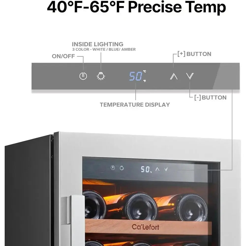 15 Dual-Zone 33-Bottle Wine Cooler with Glass Door, LED Lighting, Freestanding for Home/Bar/Kitchen (3.0 cu.ft) from PriceLows™
