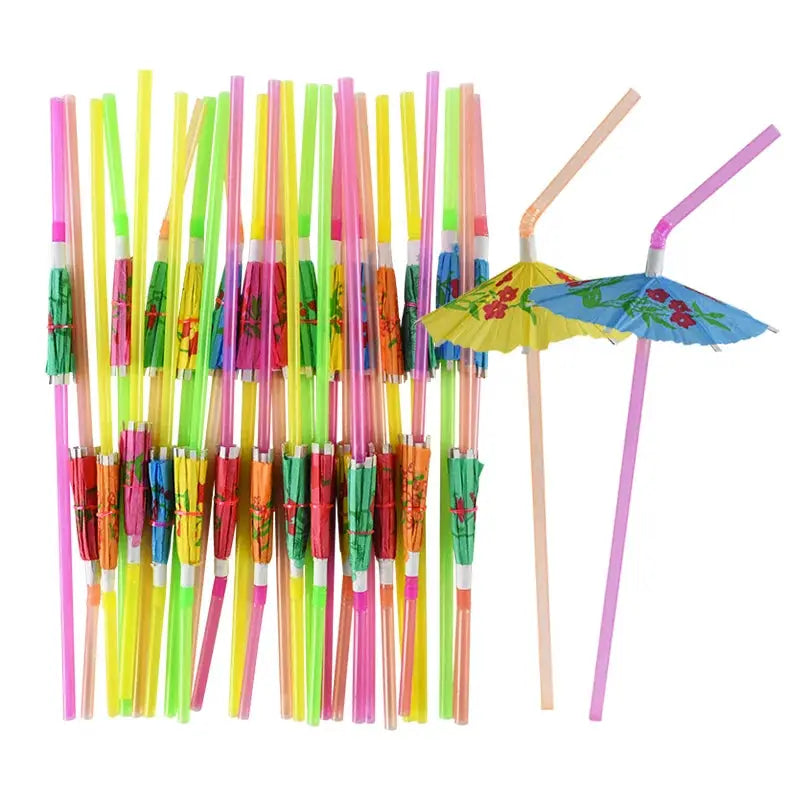 Disposable Flamingo Straw | Tropical Pineapple Design | 25 Or 50 Pieces