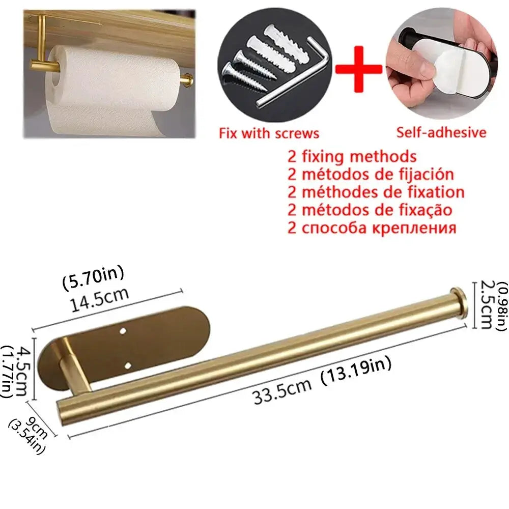 Kitchen Paper Towel Holder Adhesive Tissue Hanger Toilet Roll Paper Dispenser Cabinet Storage Napkin Rack Bathroom Accessories from PriceLows™