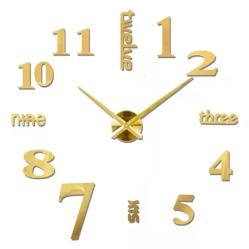 2023 Modern Design Large Wall Clock 3D DIY Quartz Clocks Fashion Watches Acrylic Mirror Stickers Living Room Home Decor Horloge from PriceLows™