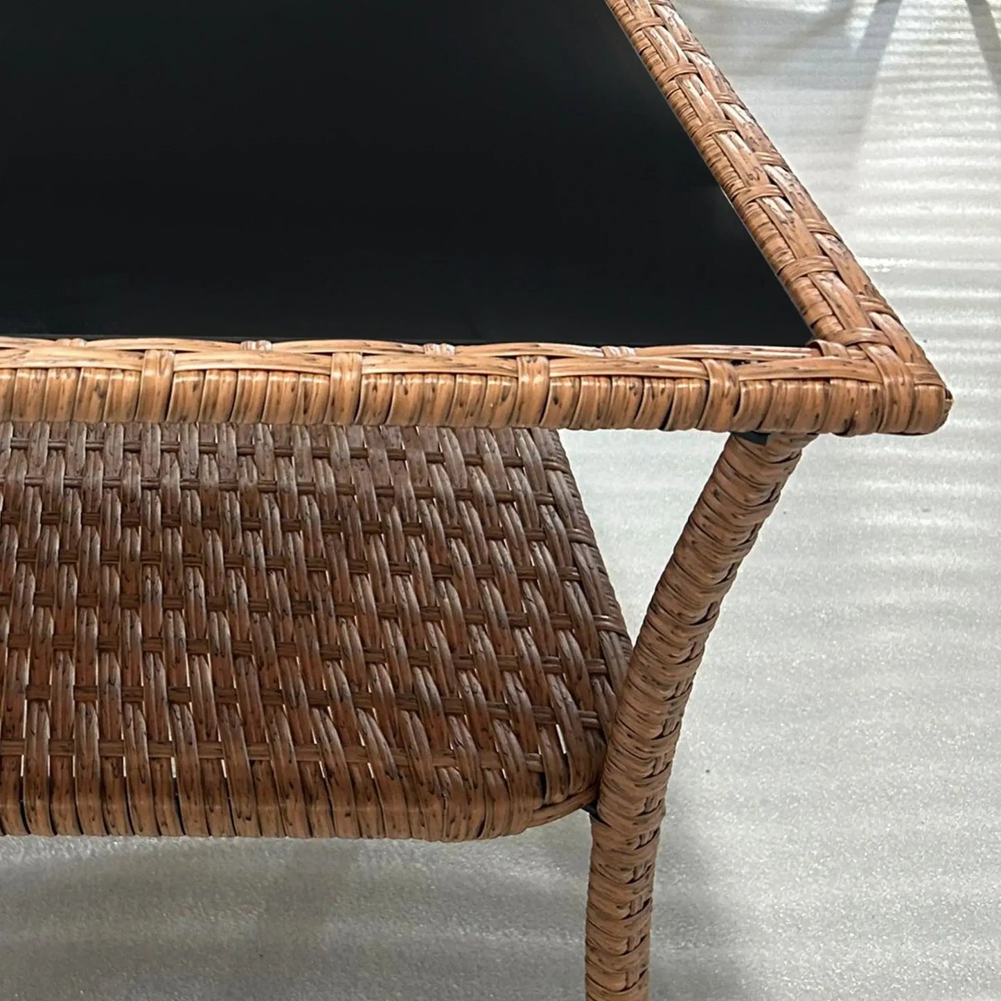 Outsunny Patio Wicker Coffee Table W/ Two-Tier Design, Side Table, Sand from PriceLows™