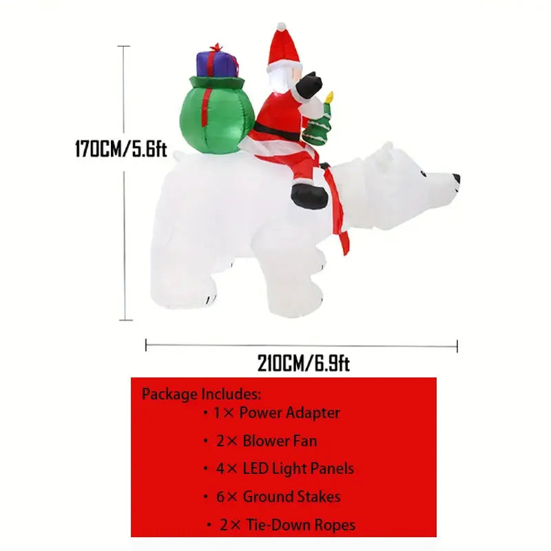 Christmas Inflatable Santa Decor | Shaking Head | LED Lights | 6 Ft