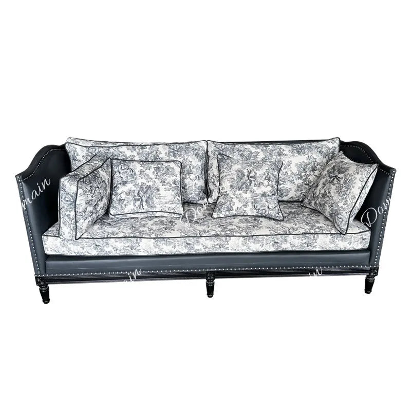 Sofa | Three Seater | Printed Fabric Upholstery | Modern Moroccan Style