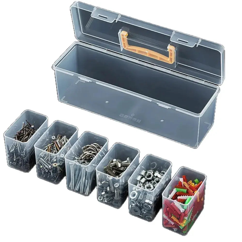 7pcs Multi-Compartment Tool Parts Storage Box Set Wear Resistant 6 Small Boxes 1 Large Box Transparent Portable Tool Organizer from PriceLows™