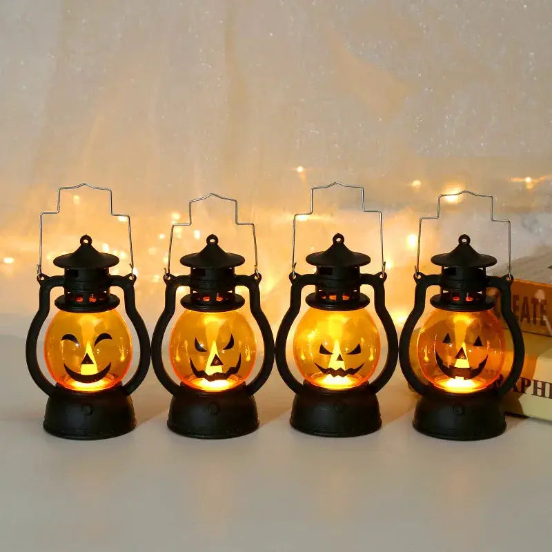 Halloween Pumpkin Light | Plastic Shell | Ghost Accent Glow | Mini Size