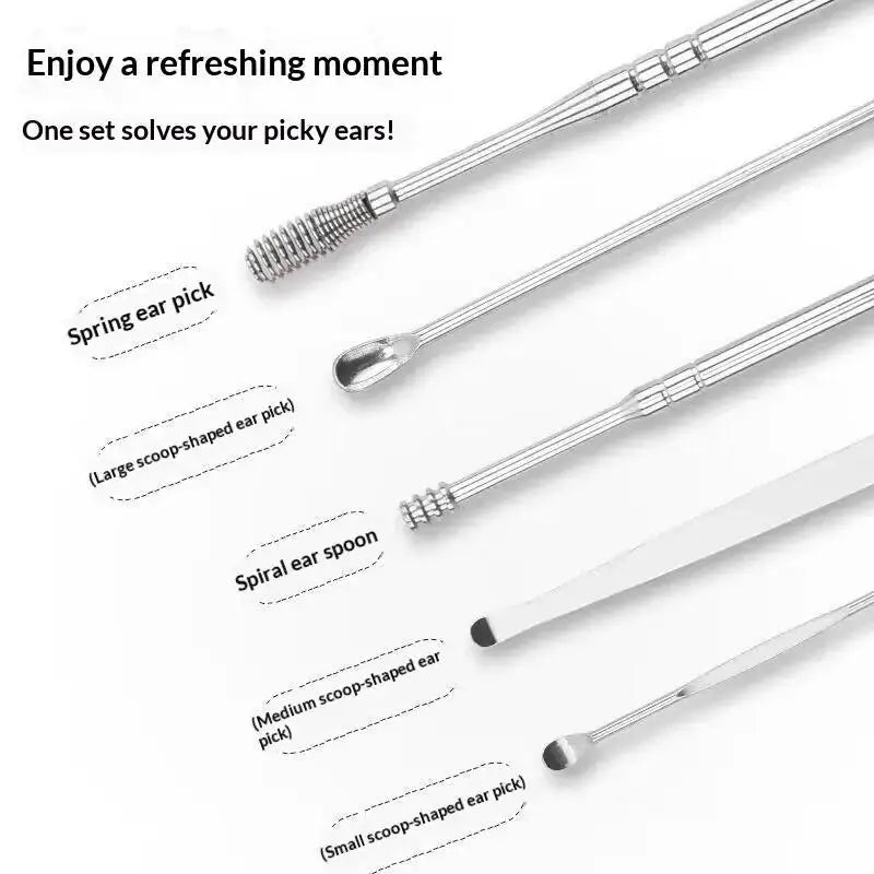 10Pcs/set Ear Wax Pickers Stainless Steel Earpick Wax Remover Care Ear Clean Tool Easy Carry from PriceLows™