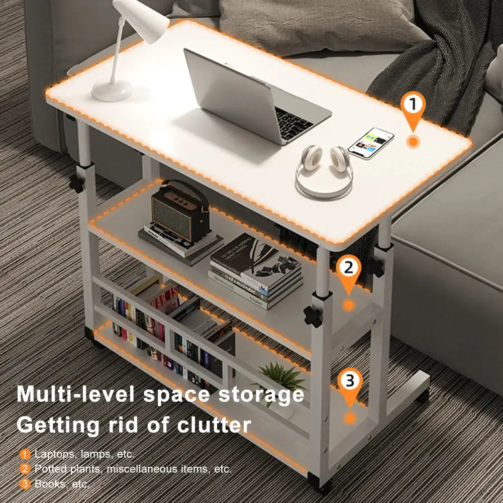 Height Adjustable Computer Desk Multi-Layer Storage Stand-up Workstation Height Adjustable Laptop Desk for Dormitory and Bedroom from PriceLows™