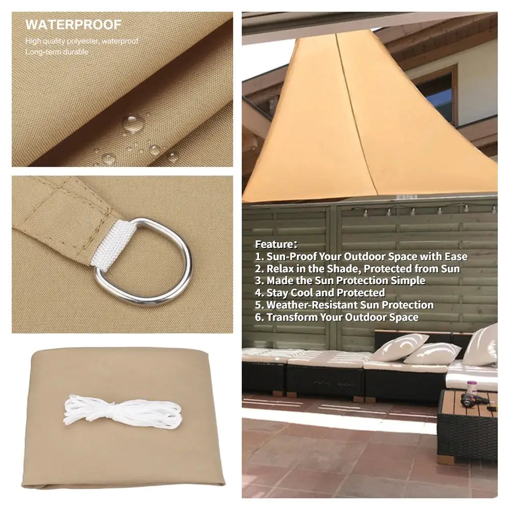 5x5x5/2x2x2M Waterproof Sun Shelter Triangle Sunshade Protection Outdoor Canopy Garden Patio Pool Shade Sail Awning Shade Cloth from PriceLows™